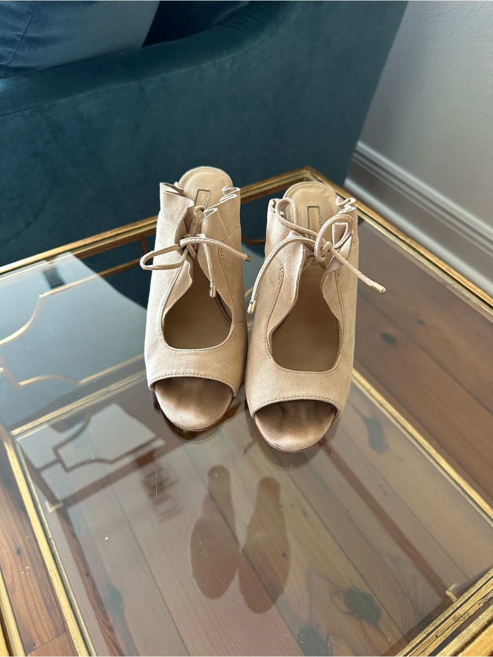 Antonio Milani Women’s Suede Lace-Up Heels in Beige
